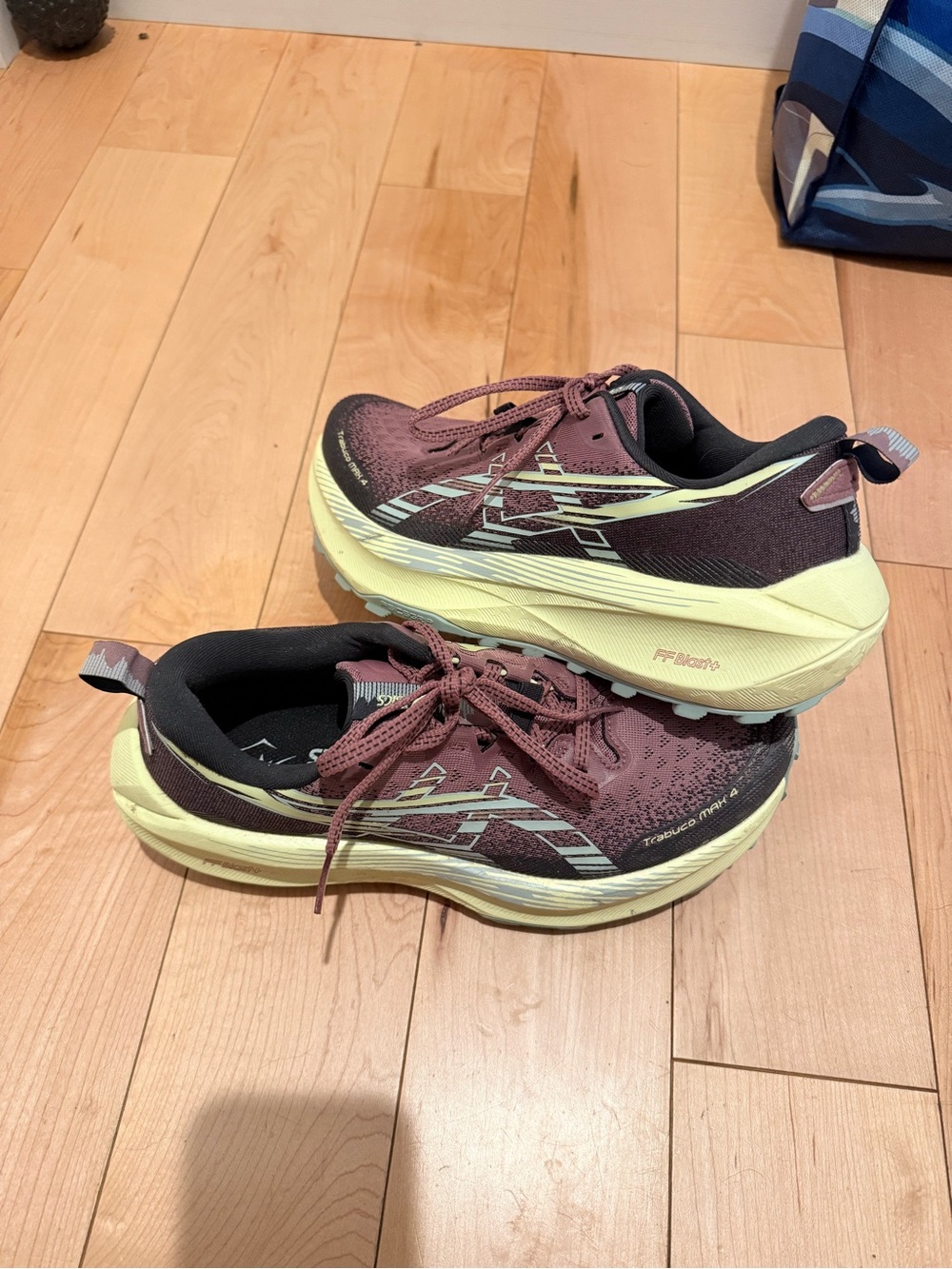 Asics Women's Maroon and Pale Yellow Running Sneakers